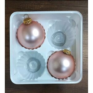 Pink Glass Christmas Ornaments Lot Of 2 Rauch Victoria Collection Vintage O24